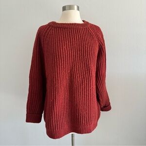 Vintage Peter Storm Chunky Knit 100% Pure Wool Sweater Brick Red Made In Britain
